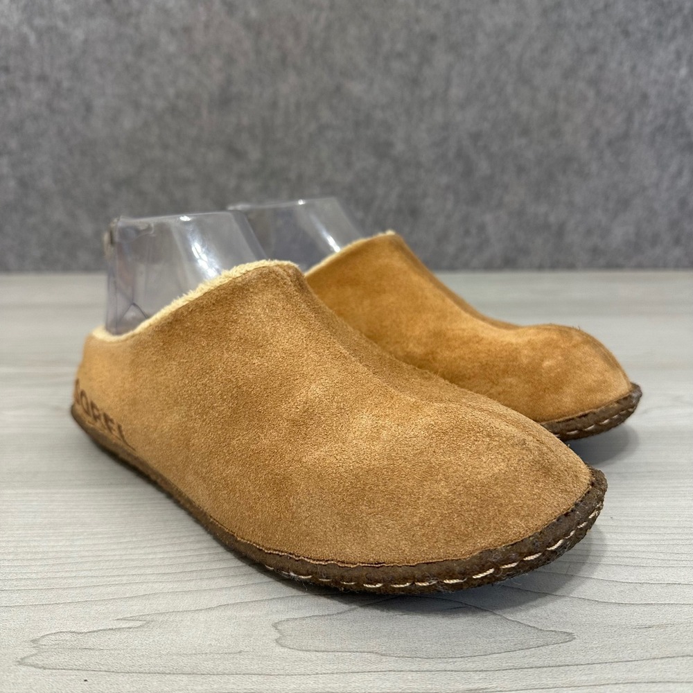 Sorel‎ Lanner Ridge II Slippers Kids 5 Brown Suede Fleece Lined Mules NY1944-224